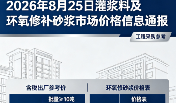 九合垸原种场2026年8月25日灌浆料及环氧修补砂浆市场价格信息通报